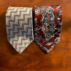 2 Men's 100% Silk Ties
